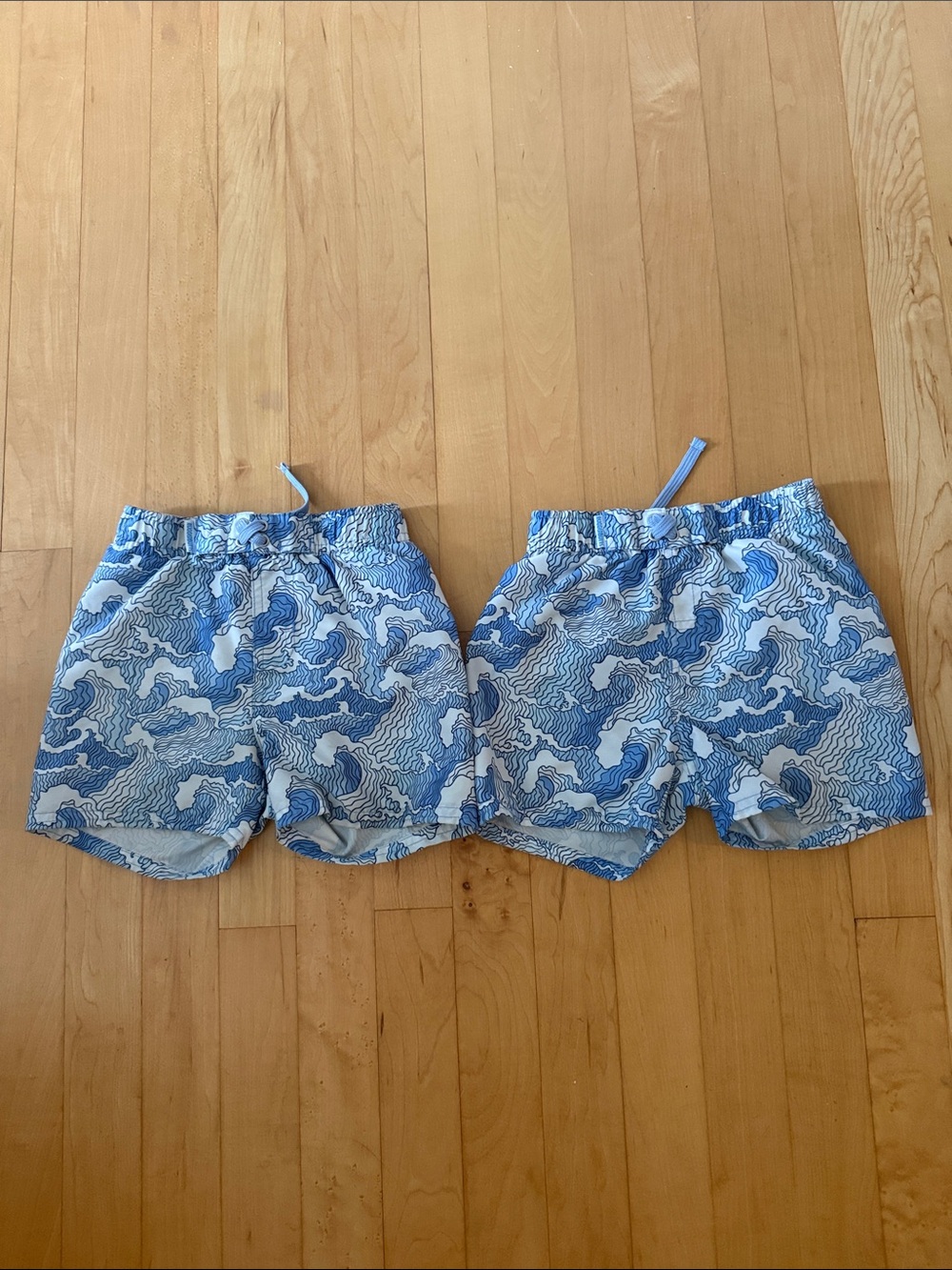 Kids Blue Wave Print Swim Trunks